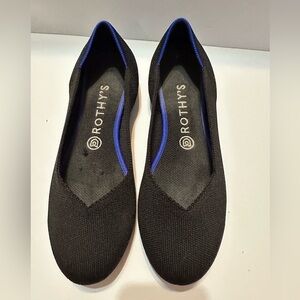 Rothy's Round Toe Heel Stripe Women's Black Knit Flats Size 8.5